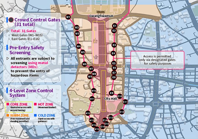Official Seoul crowd control gate image for the March 21 event